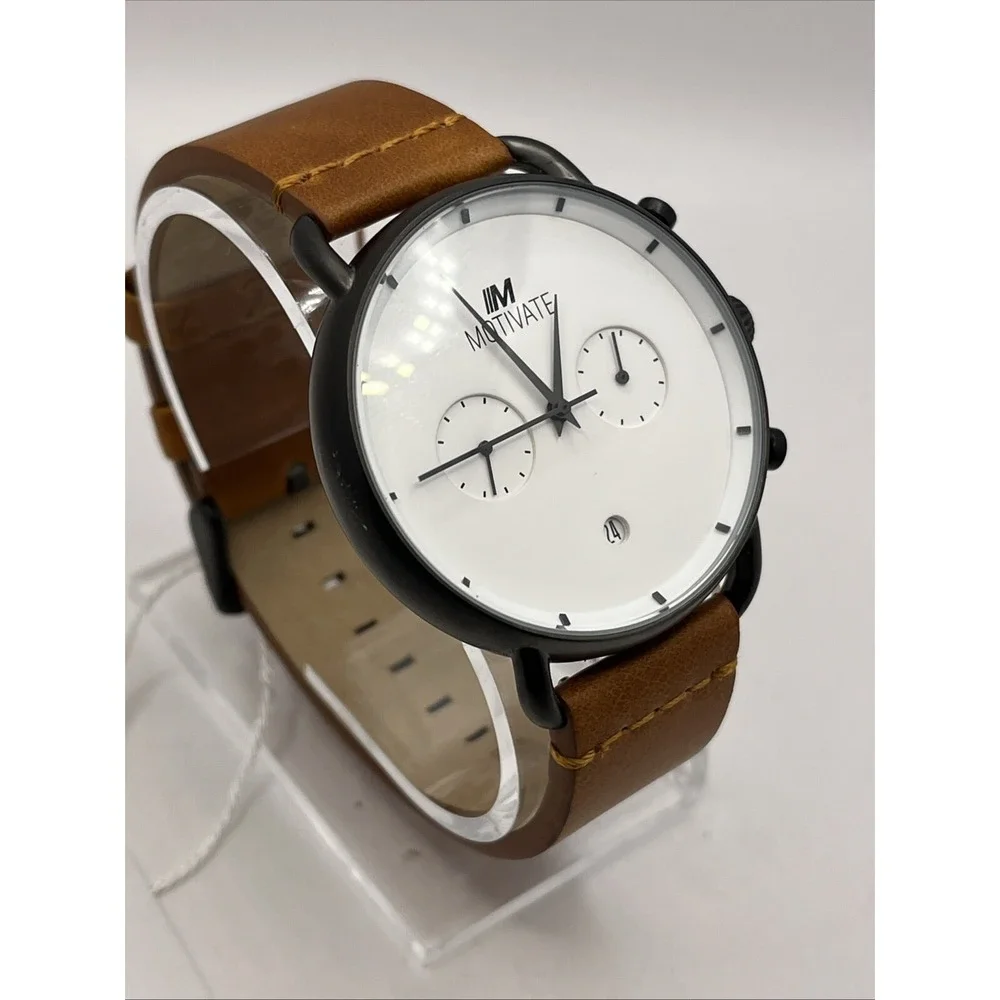 Motivate The Scottie Men's Quartz Watch Leather Band 42mm Case-‎ New Battery